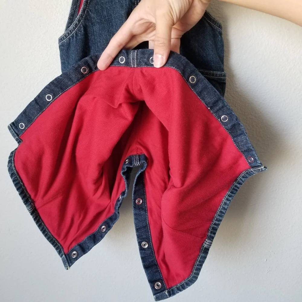 OshKosh B'Gosh Fully Lined Denim Overalls 12M with Leg Snaps